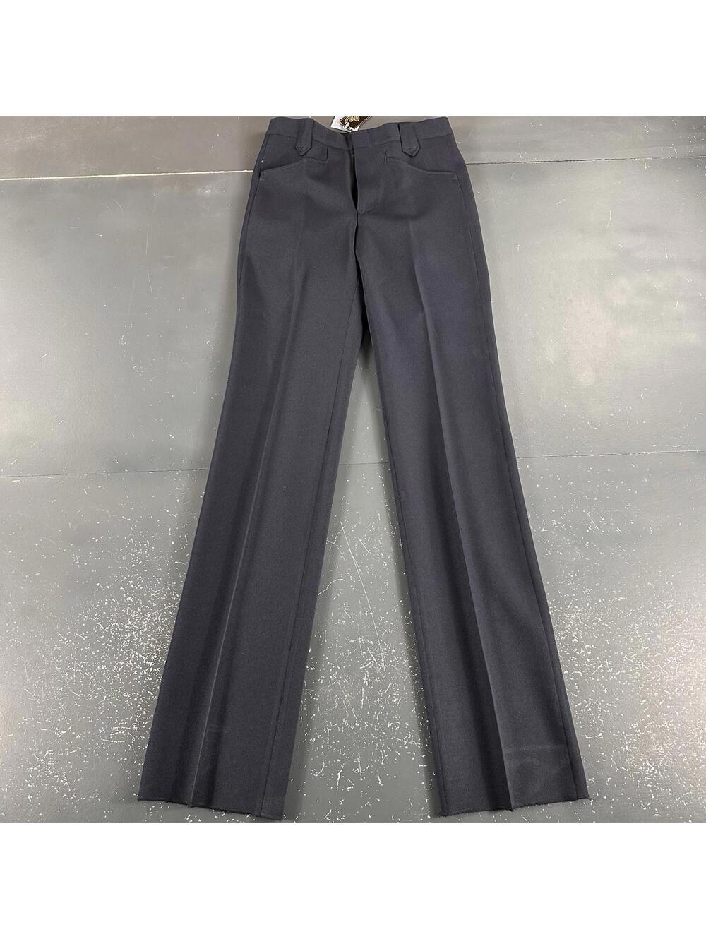 VTG Circle S Dress Pants Mens 28 Navy Blue Unhemmed Poly USA Made Talon NWT 70's